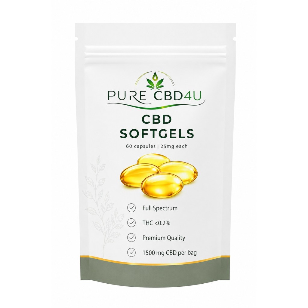 CBD Softgels 25mg Full Spectrum 60 capsules by PURECBD4U