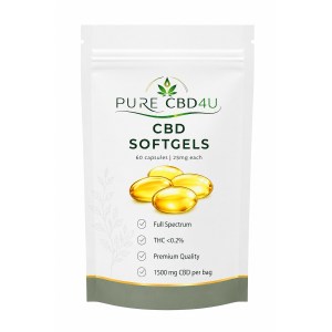 CBD Softgels 25mg Full Spectrum 60 capsules by PURECBD4U