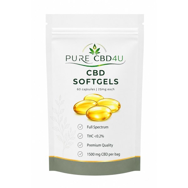 CBD Softgels 25mg Full Spectrum 60 capsules by PURECBD4U
