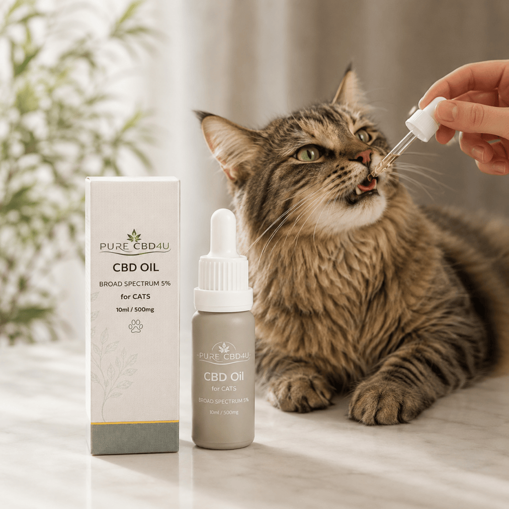 Premium CBD Oil Katze 5% von Pure CBD 4U – hochwertiges Full Spectrum CBD Oil für Katzen, entwickelt zur Unterstützung des täglichen Wohlbefindens und einfach anzuwenden mit einer praktischen Tropfpipette.