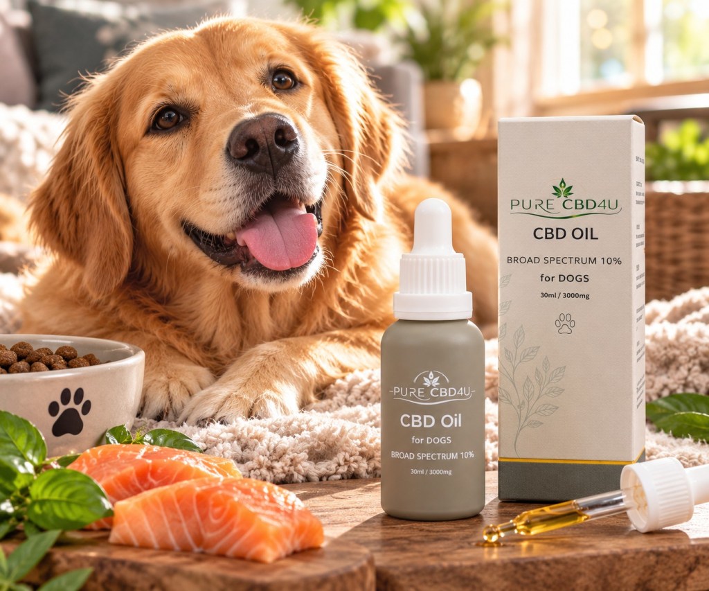 PureCBD4U CBD olie voor honden 10% broad spectrum met zalmolie – 30 ml