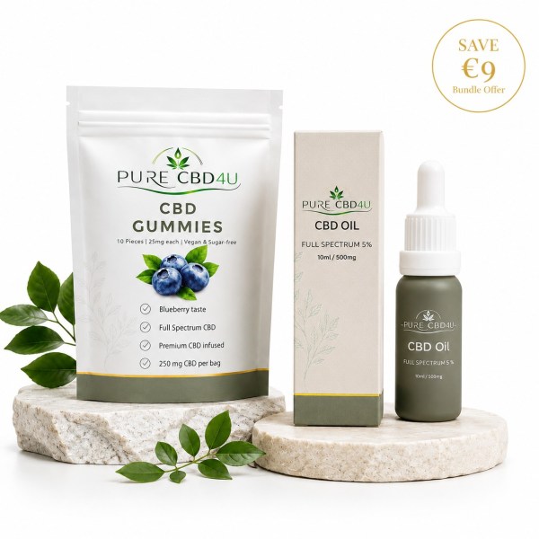 Beginner CBD Bundle with CBD Oil 5% and CBD Gummies Blueberry by PURECBD4U