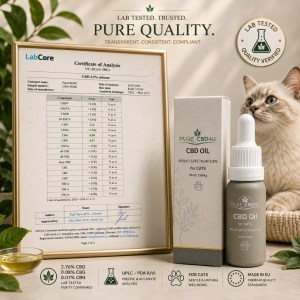 CBD Oil per Gatti 2,5% di Pure CBD4U con Certificato di Analisi LabCore