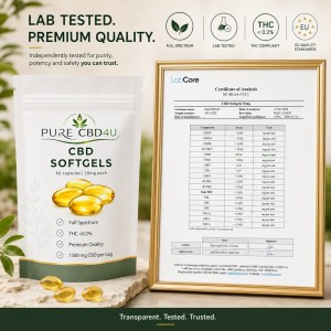 Pure CBD4U CBD Softgels 25mg with LabCore Certificate of Analysis