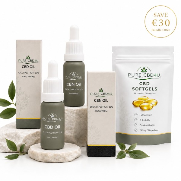Deep Sleep Bundle with CBD Oil 20%, CBN Oil 20% and CBD Softgels by PURECBD4U