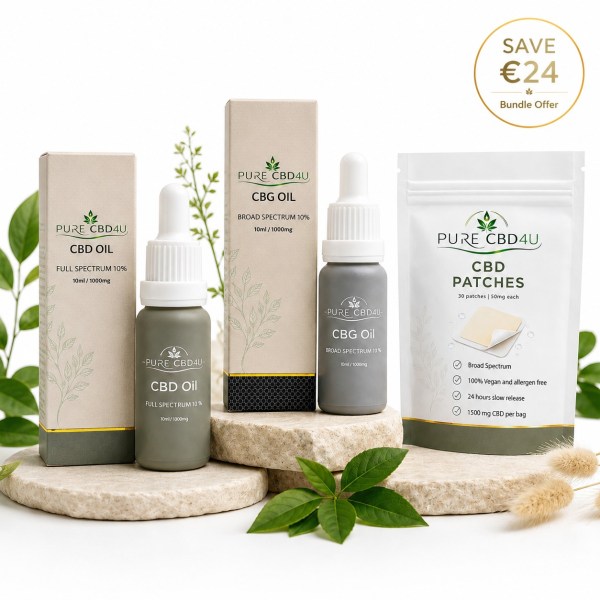 Recovery Pain Bundle with CBD Oil, CBG Oil and CBD Patches by PURECBD4U