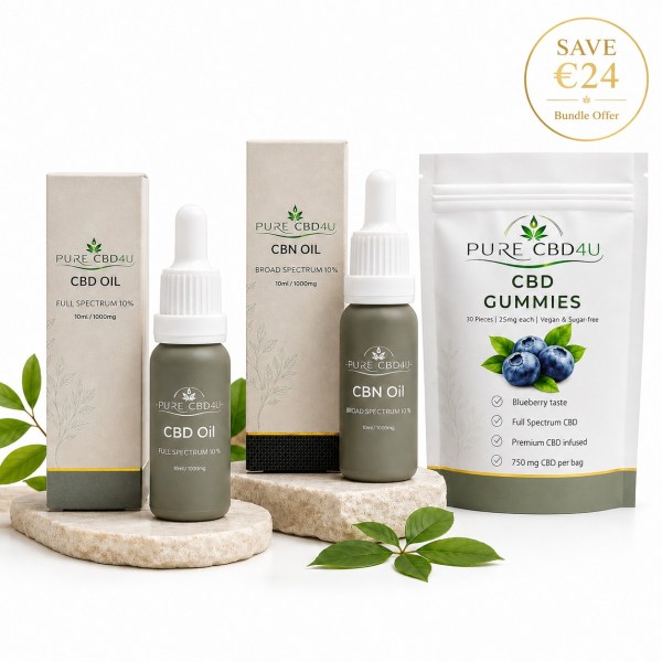 Relax Sleep Bundle with CBD Oil 10%, CBN Oil 10% and CBD Gummies by PURECBD4U