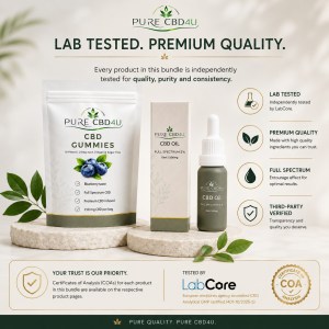 Foto di fiducia del bundle CBD premium per principianti con olio di CBD e CBD gummies con garanzia di qualità testata da terze parti