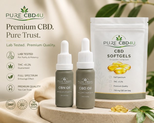 Fotografia de confiança do pack CBD sono profundo premium com óleo de CBD, óleo de CBN e CBD softgels