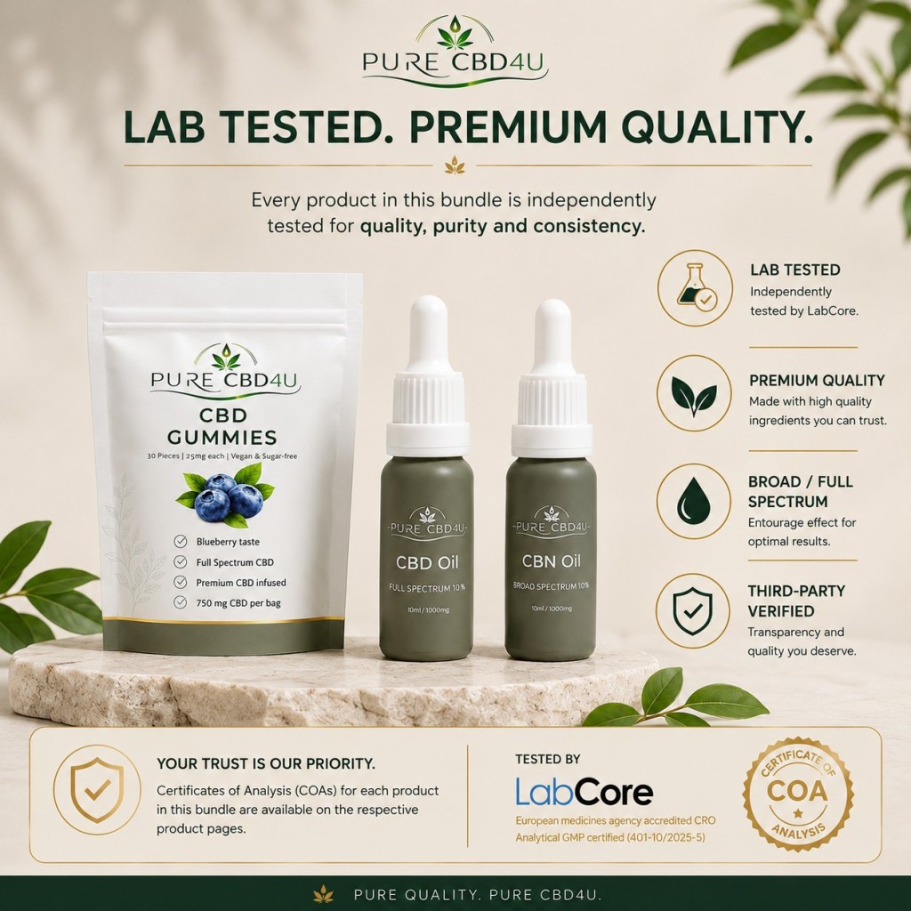 Premium relax and sleep CBD bundle trust photo with CBD oil, CBN oil and CBD gummies